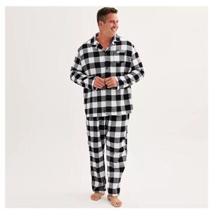 SleepytimePJs Christmas Men's Family Matching Black White Plaid Flannel Pajamas